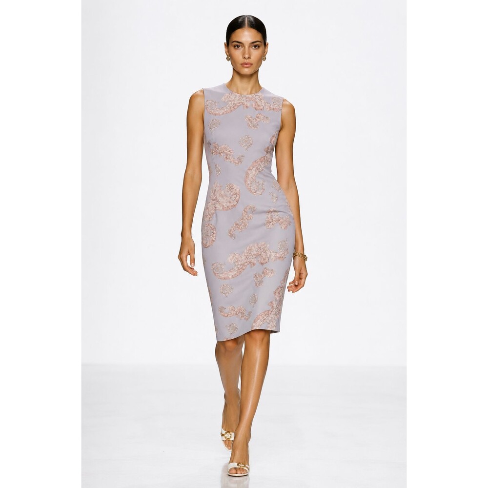 Versace Collection Women's Purple Freize Print Cady Sheath Dress Size 42/6